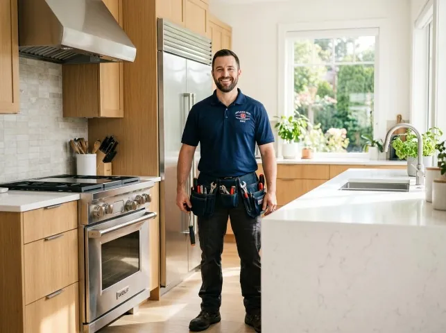 Appliance Repair Hero technician in a Bangor, PA kitchen after an appliance repair